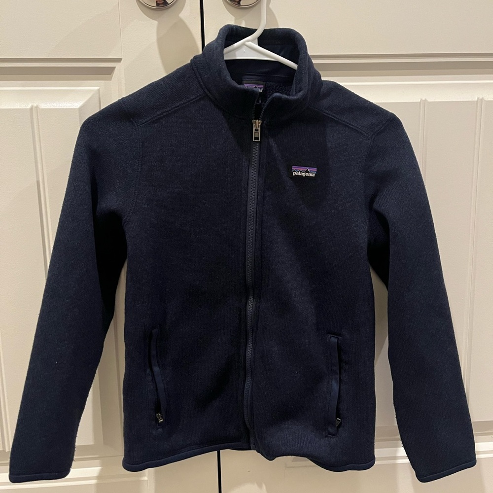 Patagonia better sweater fleece jacket kids navy blue medium